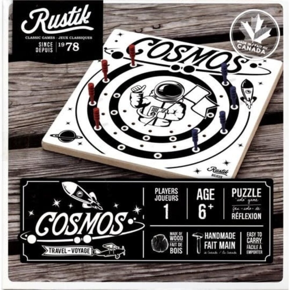 Made in Canada Rustik Classic Travel  Board Game - Cosmos Bilingual For Age 6+
